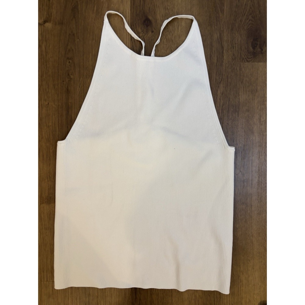 INTERMIX White‎ Ribbed McKenzie Tank Top XL High Neck